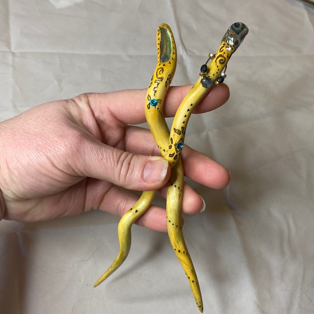 Abalone wood hair sticks